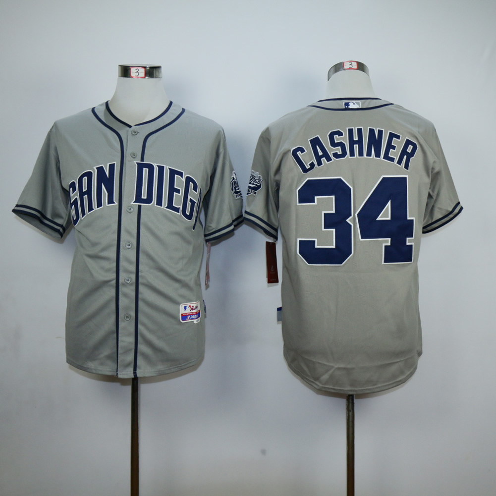 Men San Diego Padres #34 Cashner Grey MLB Jerseys->san diego padres->MLB Jersey